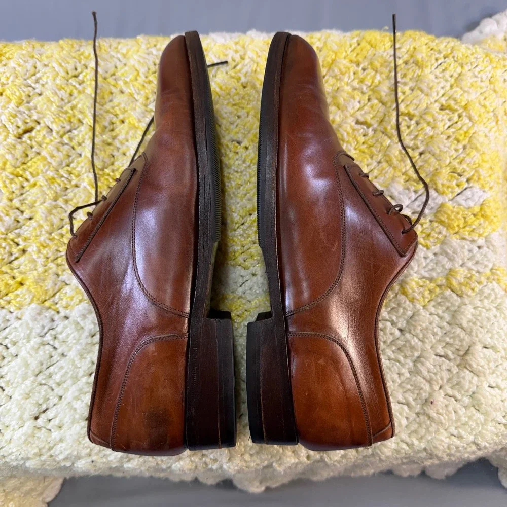 Bruno Magli Solo Mens Brown Leather Oxford Dress Shoes Made in Italy Siz 9 45326